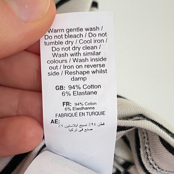 New Look Black and White Striped Crop Top Size 2 NWOT - Picture 8 of 12